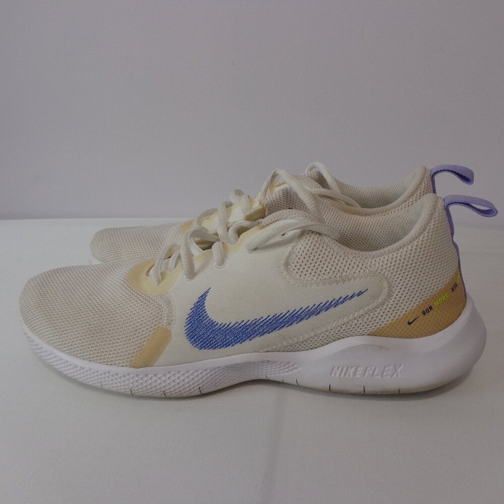 Nike Flex Experience Run 10 Shoes Women's US 9.5 White/Beige/Blue CI9964-102